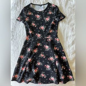 Black Floral Skater Dress